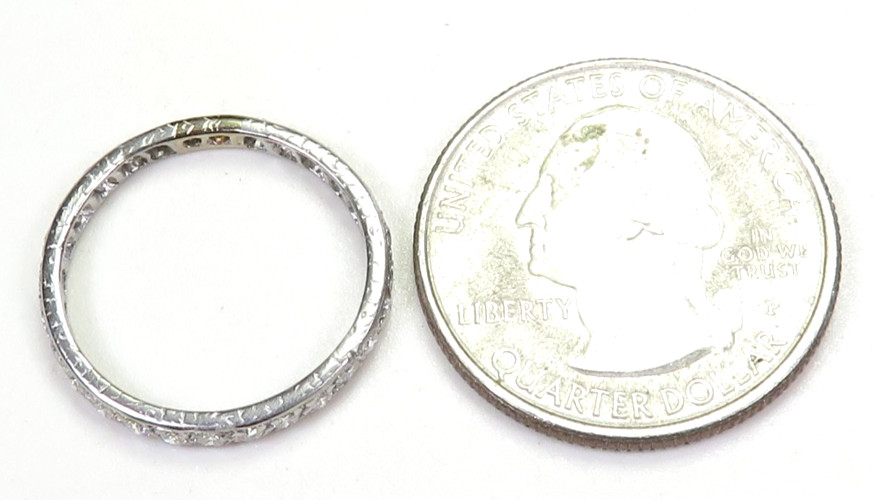 Antique Deco 1920’s Wedding Eternity Platinum Band Ring Size 7 UK-N1/2 EGL USA