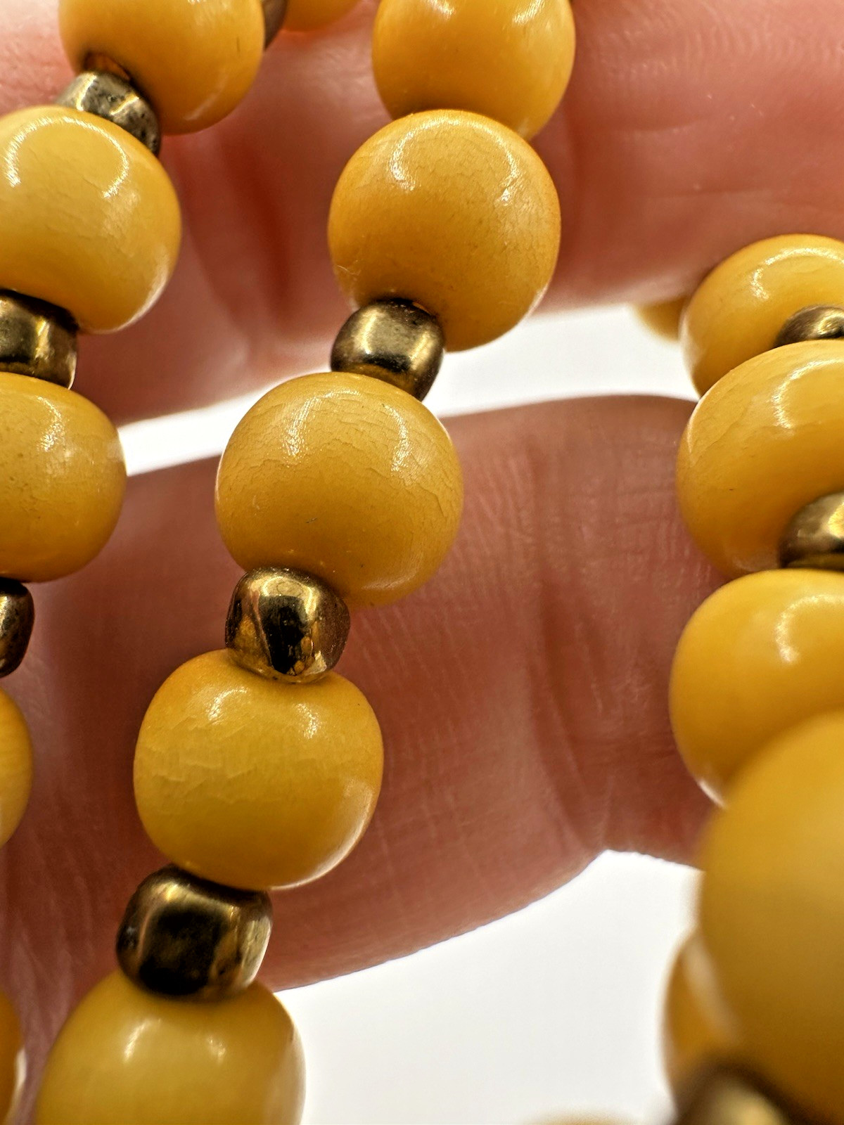 Butterscotch One of A Kind Beaded Statement Necklace with Gold Tone Spacer Beads