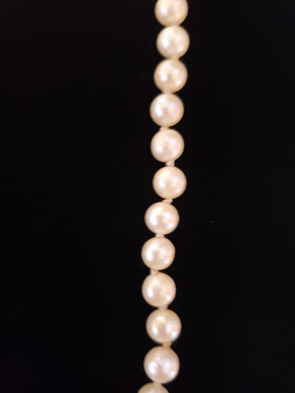 Vintage Single Strand Pearl Hand Knot Necklace Ornate Gold Turquoise Clasp Gift