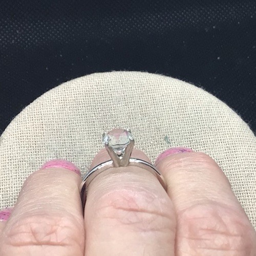 Vintage Slver Tone Costume Clear Glass Solitaire Stone Ring Sz 8 F836