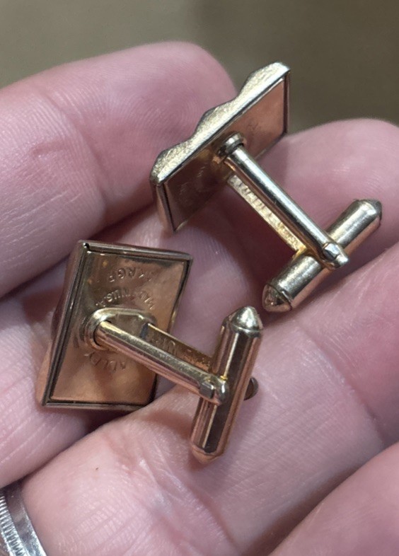 Vintage Hadley 10K RGP cufflinks Rolled Gold Plate Etched