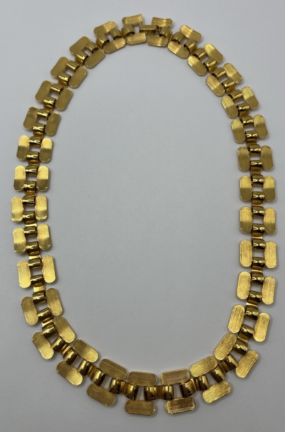 Signed Napier Gold Tone Square Link Chain Necklace Articulated Vintage 18 Inches