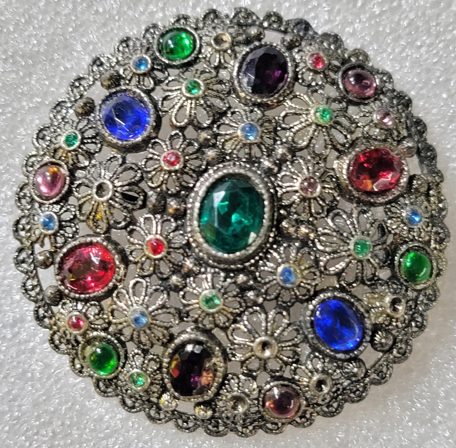 Art Deco Multi Colored RS New England Glass Works NE/Chalice Signed Brooch