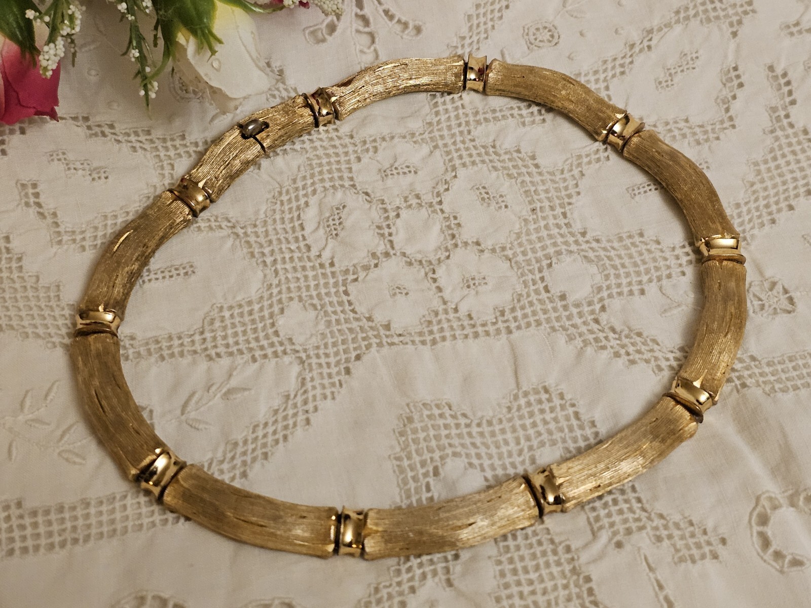 Vintage ORENA PARIS Design France Gold Plated Choker Necklace 1970’s RARE