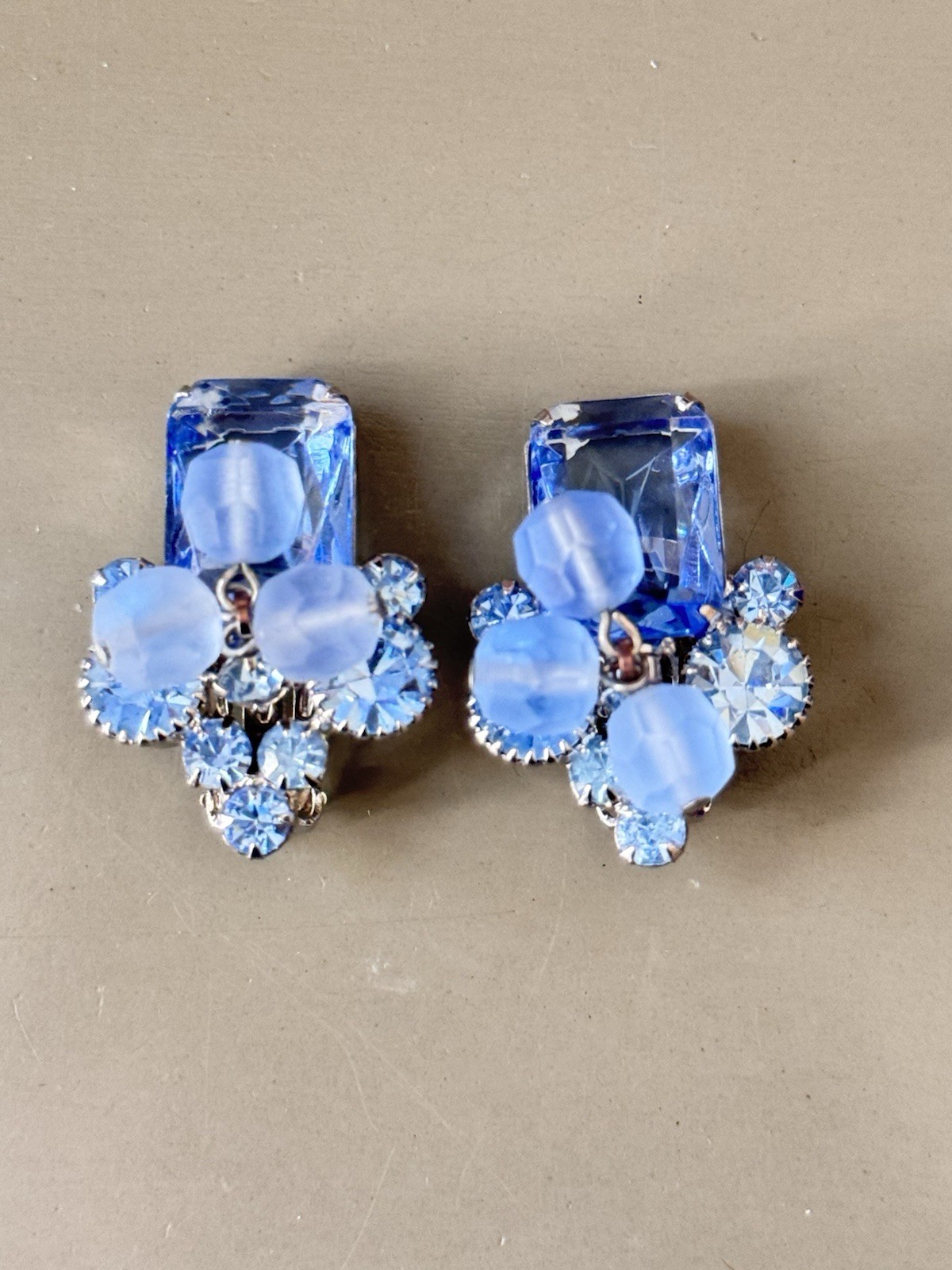 Vintage Verified JULIANA Bracelets, Brooch & Earring Set, Blue Octagon & Beads