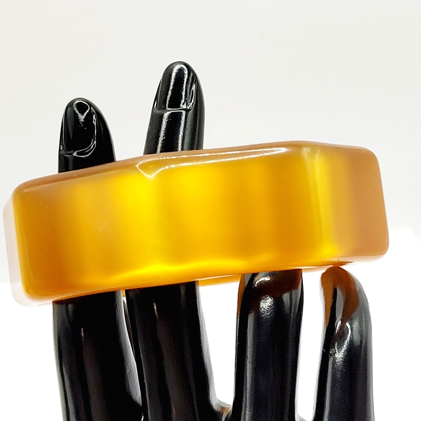 Orange Lucite Thick Chunky 8 Sided Nut Shaped Vintage 1980s Bangle Bracelet