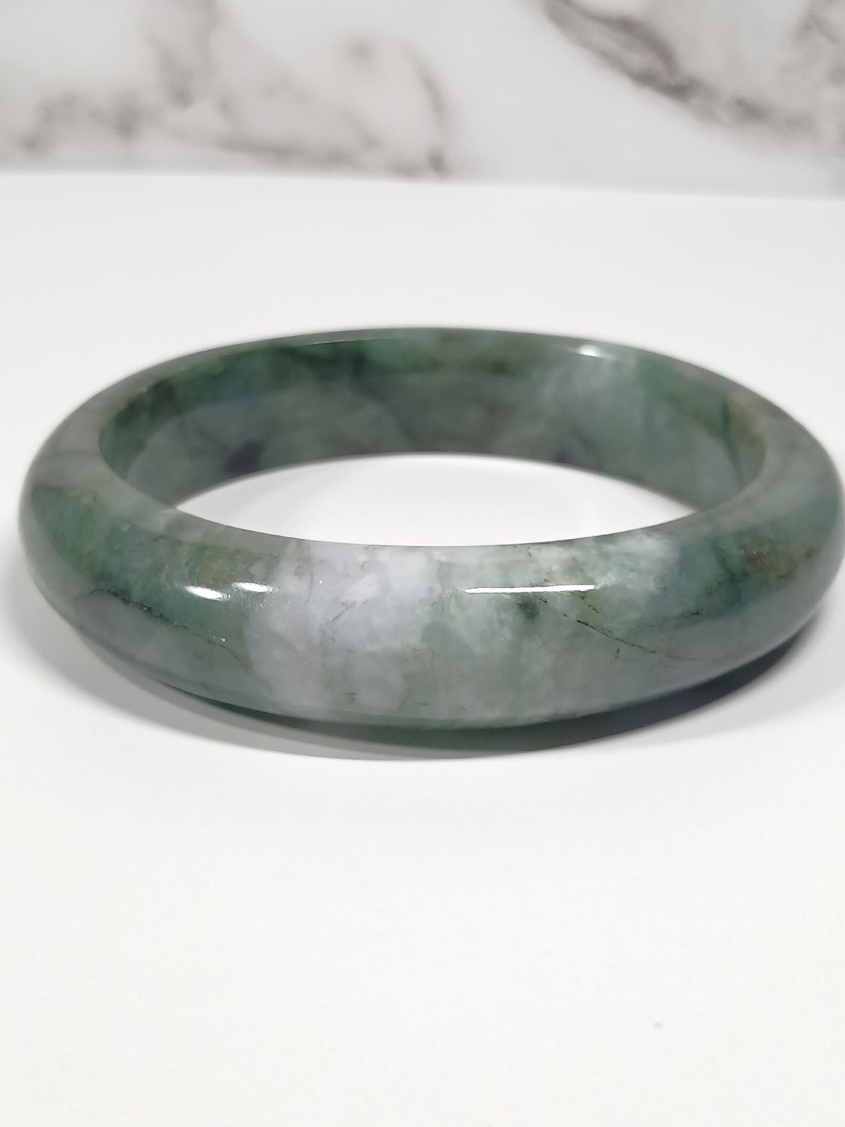 Emerald Vein Jadeite Bangle 67mm Deep Green Vivid Tone 105.8g