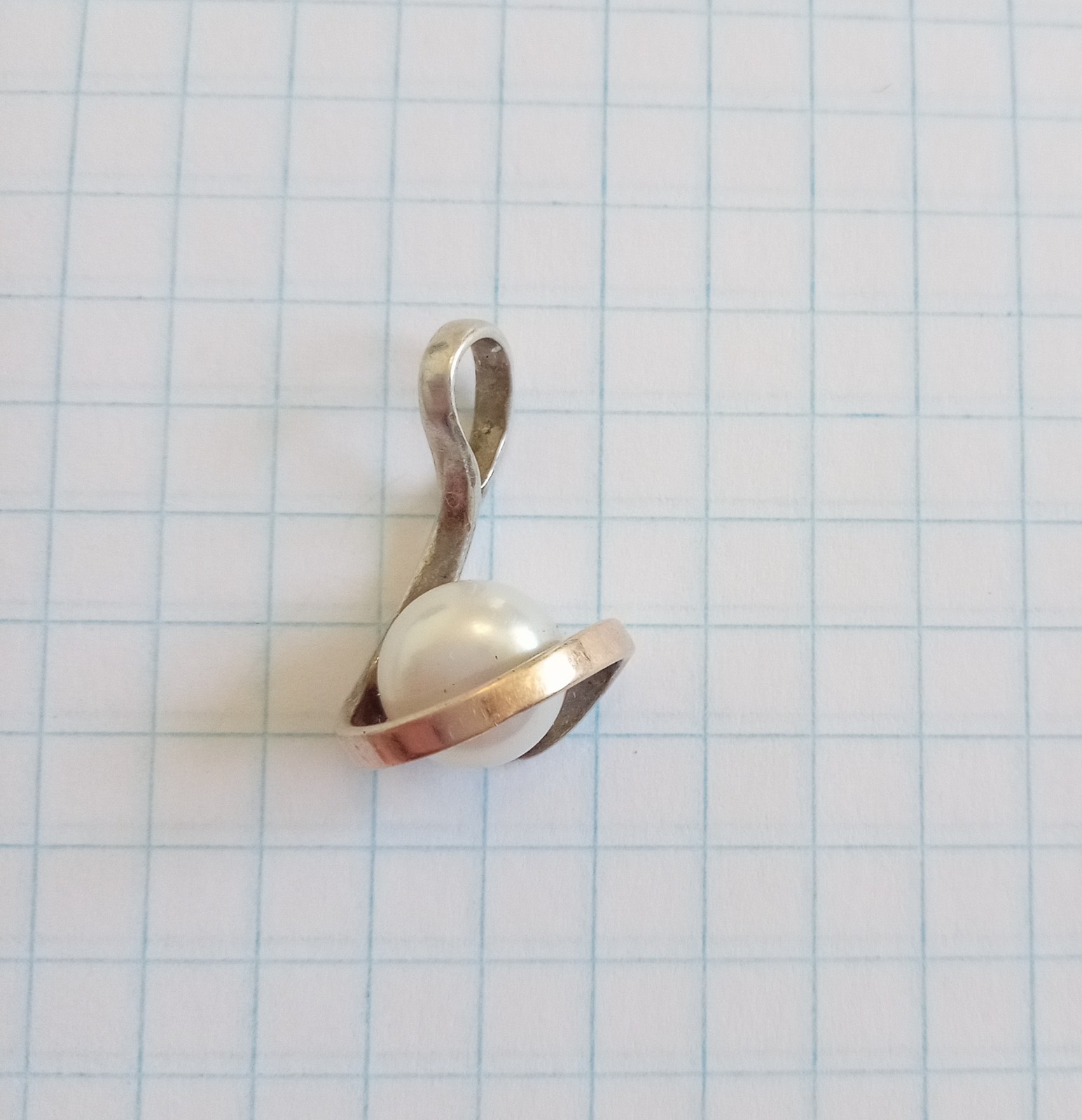 Vintage pearl Pendant Sterling Silver 875 Gold 375 test Beautiful Women Jewelry