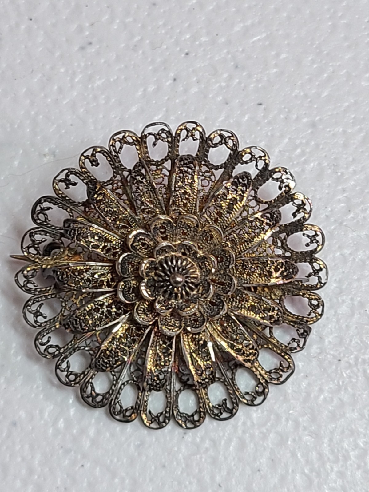 Art Deco Gold Washed Silver Cannetille Filigree Pin Vintage