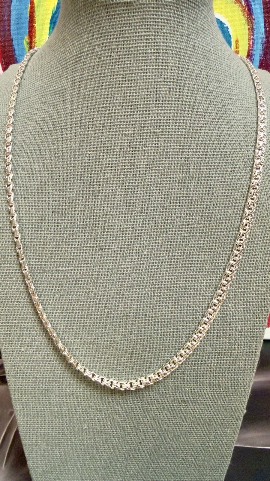 875 Sterling Silver Chain- 22.2″ – 56 cm – Vintage East European USSR Era #1936