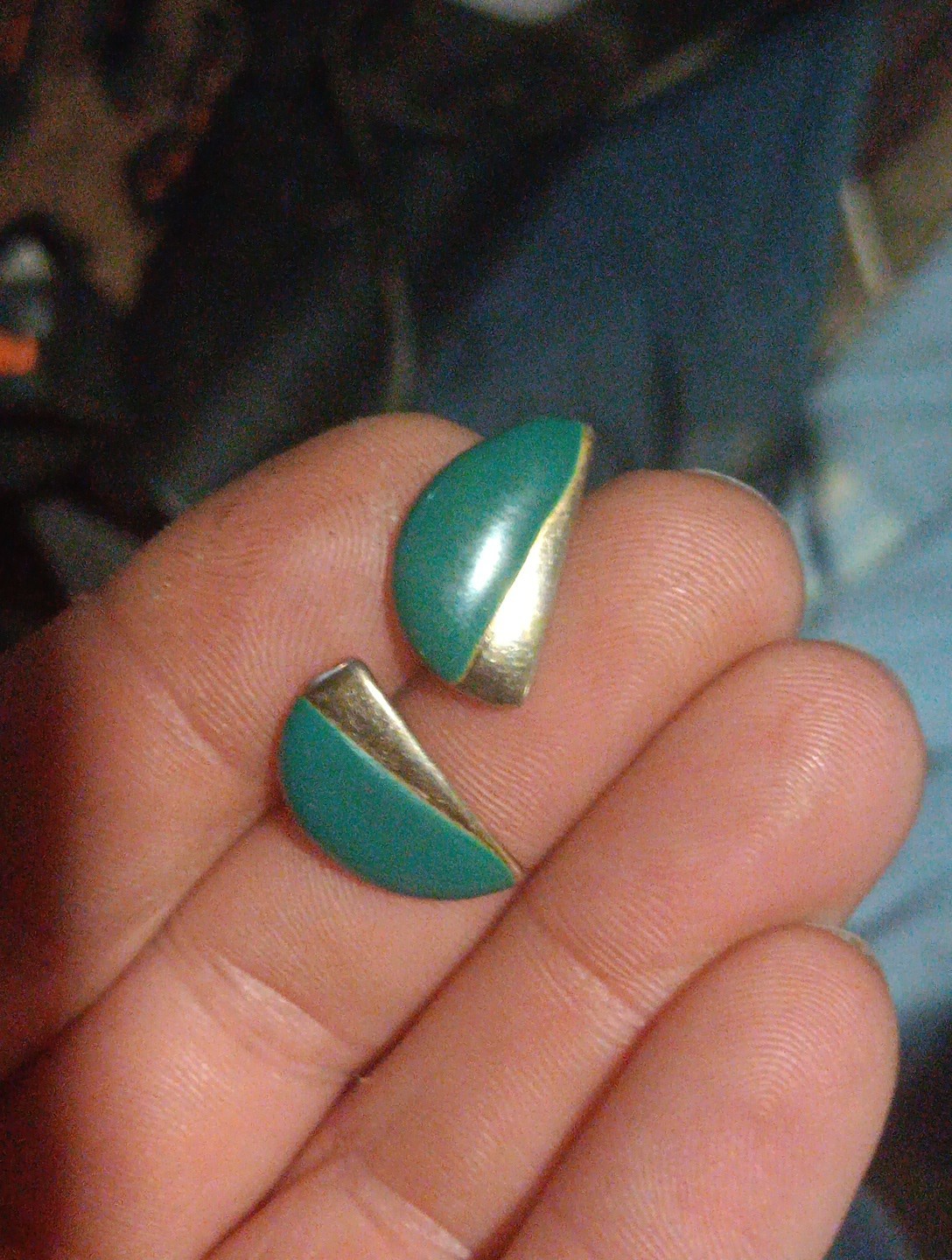 Vintage 1950s-1960s Enamel Gold Toned Earrings