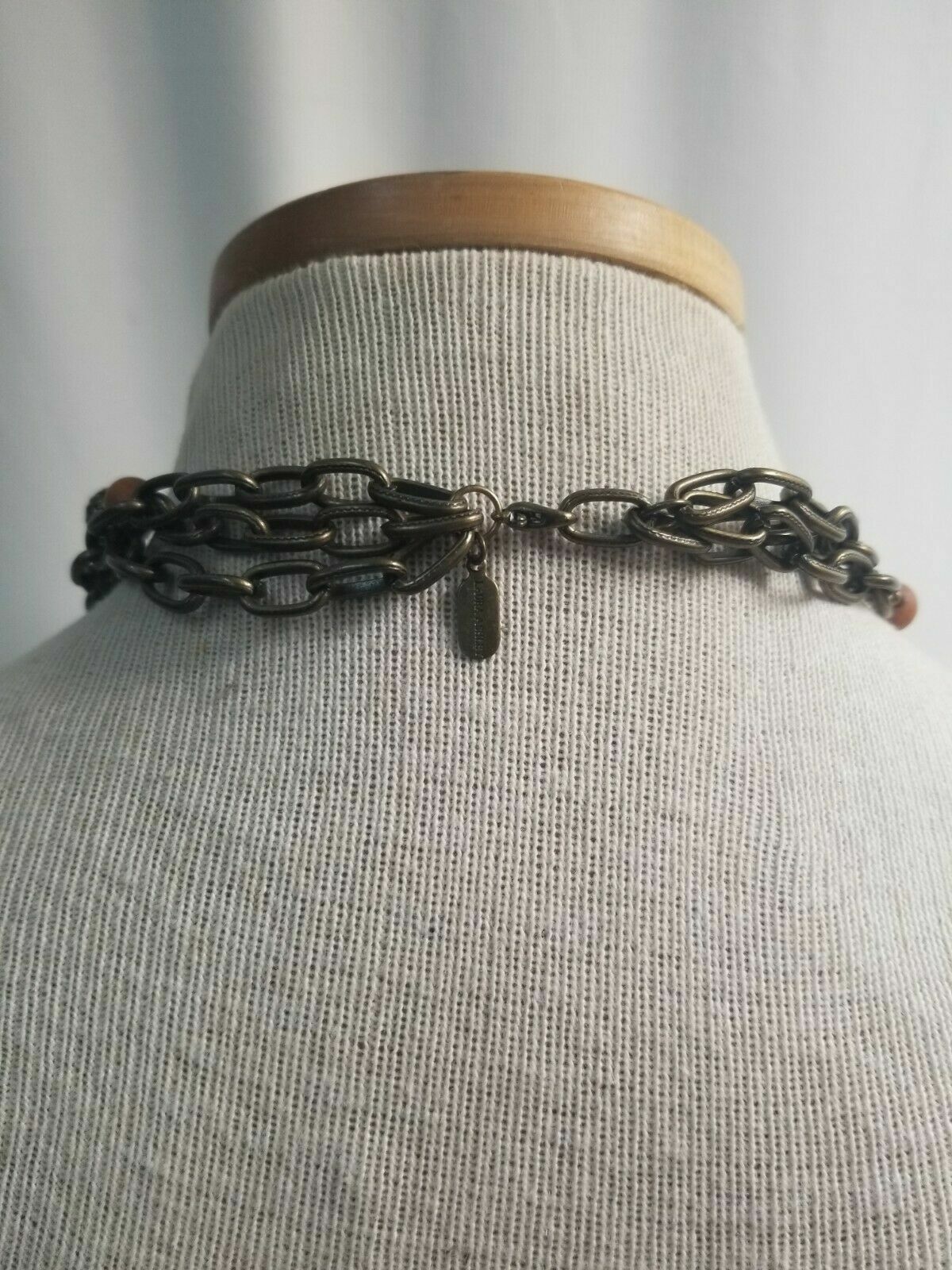 LAURA ASHLEY Necklace Wooden & Metal Beads Coppertone EARTHTONES