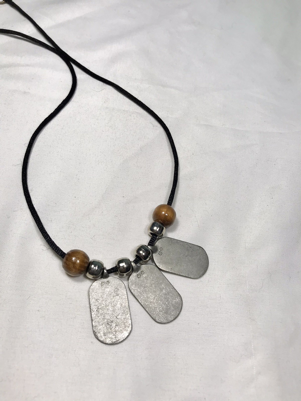 Vintage Necklace 2000s Dog Tag Tags Peace Love Happiness Rope Y2K