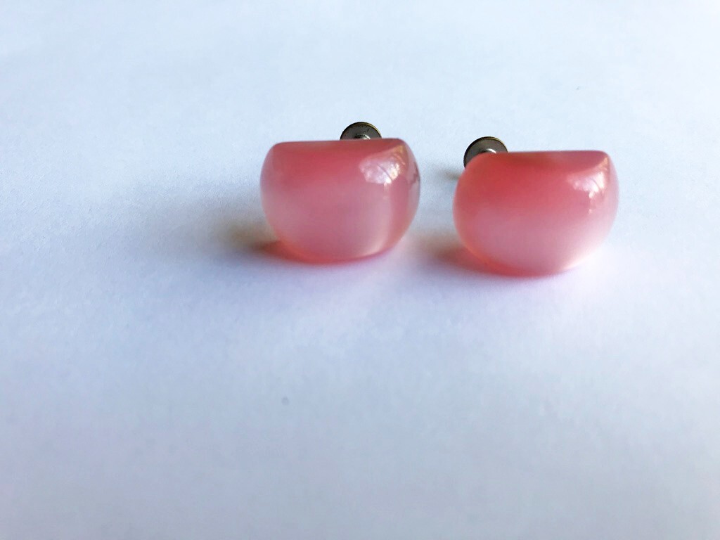 Vintage Translucent Lucite Acrylic Screw Post Earrings 1950s