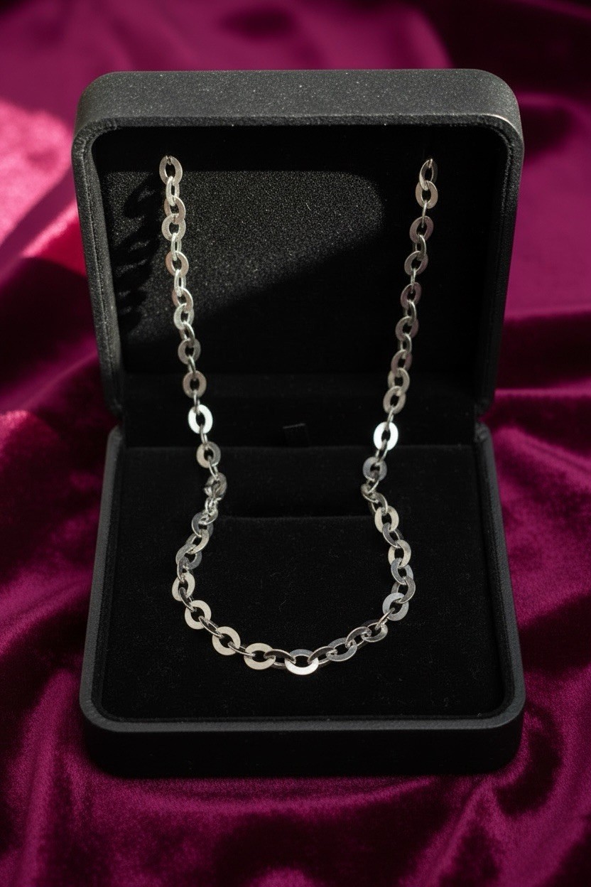 Vintage 925 Sterling Silver Flat Oval Cable Link Chain By PC 20”