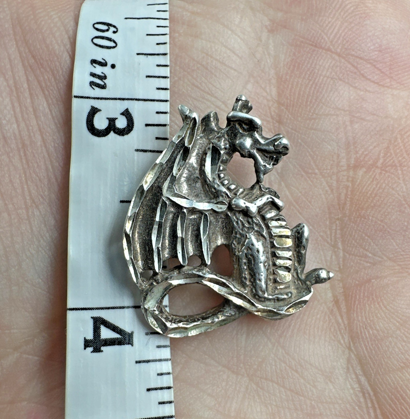 Vintage Sterling Silver Dragon Pendant 6.9 Grams Fantasy Whimsical Signed