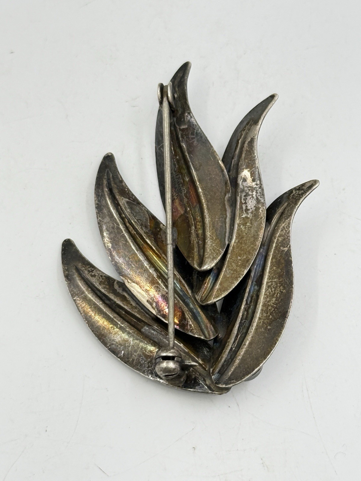 Niels Erik N.E. From Denmark Sterling Silver Leaf Pin Brooch 2” 7g