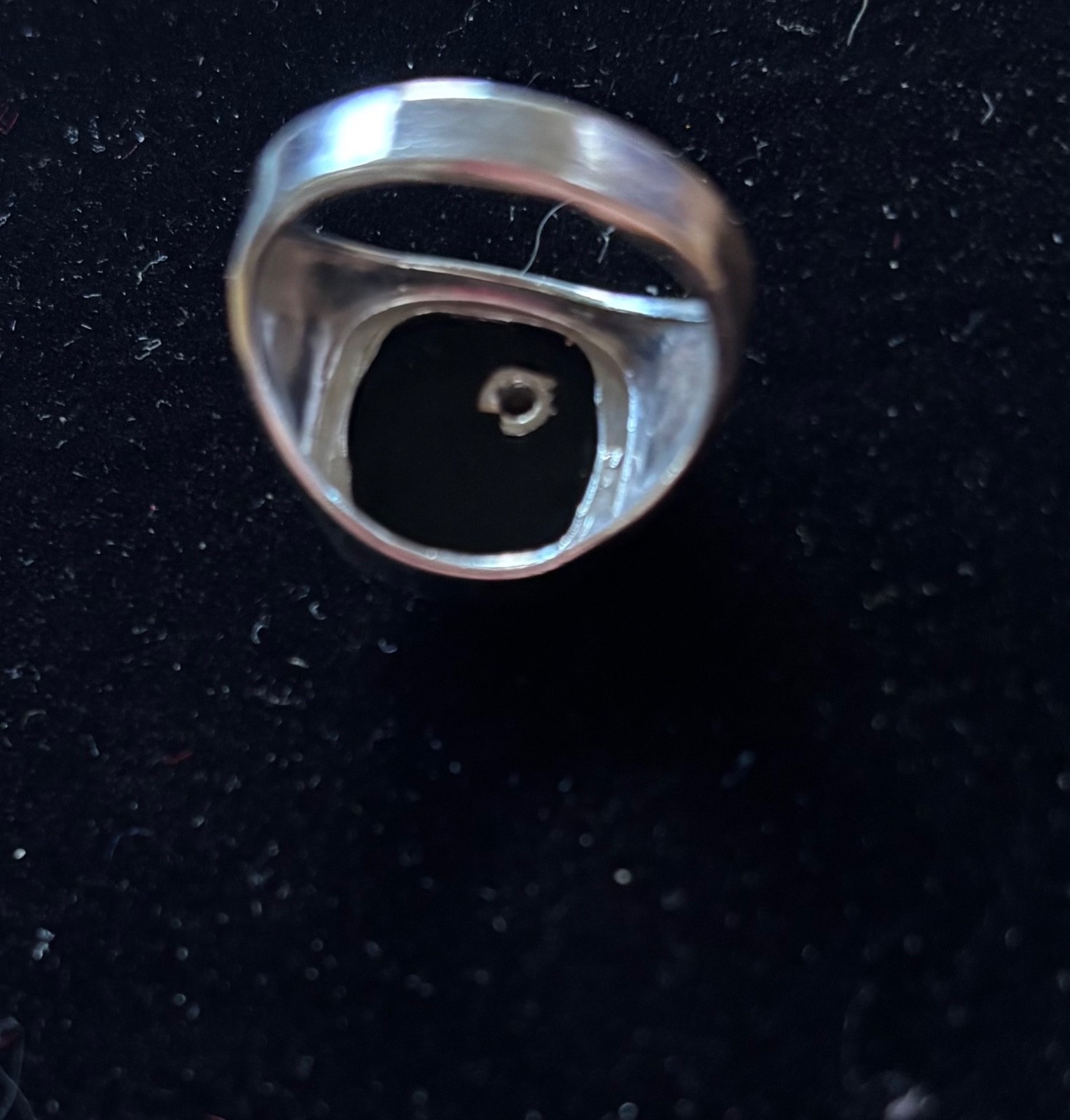 VARGAS 925 Sterling Silver Antique Real Black Onyx & Rhinestone Ring Size 9.25