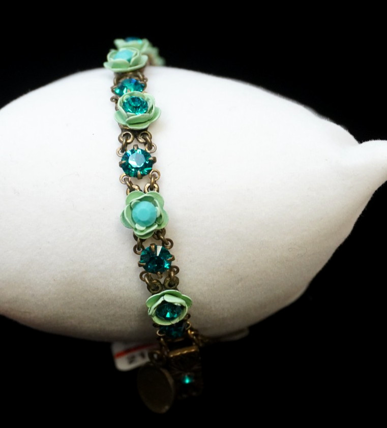 Michal Negrin Rhinestone blue Flower Bracelet