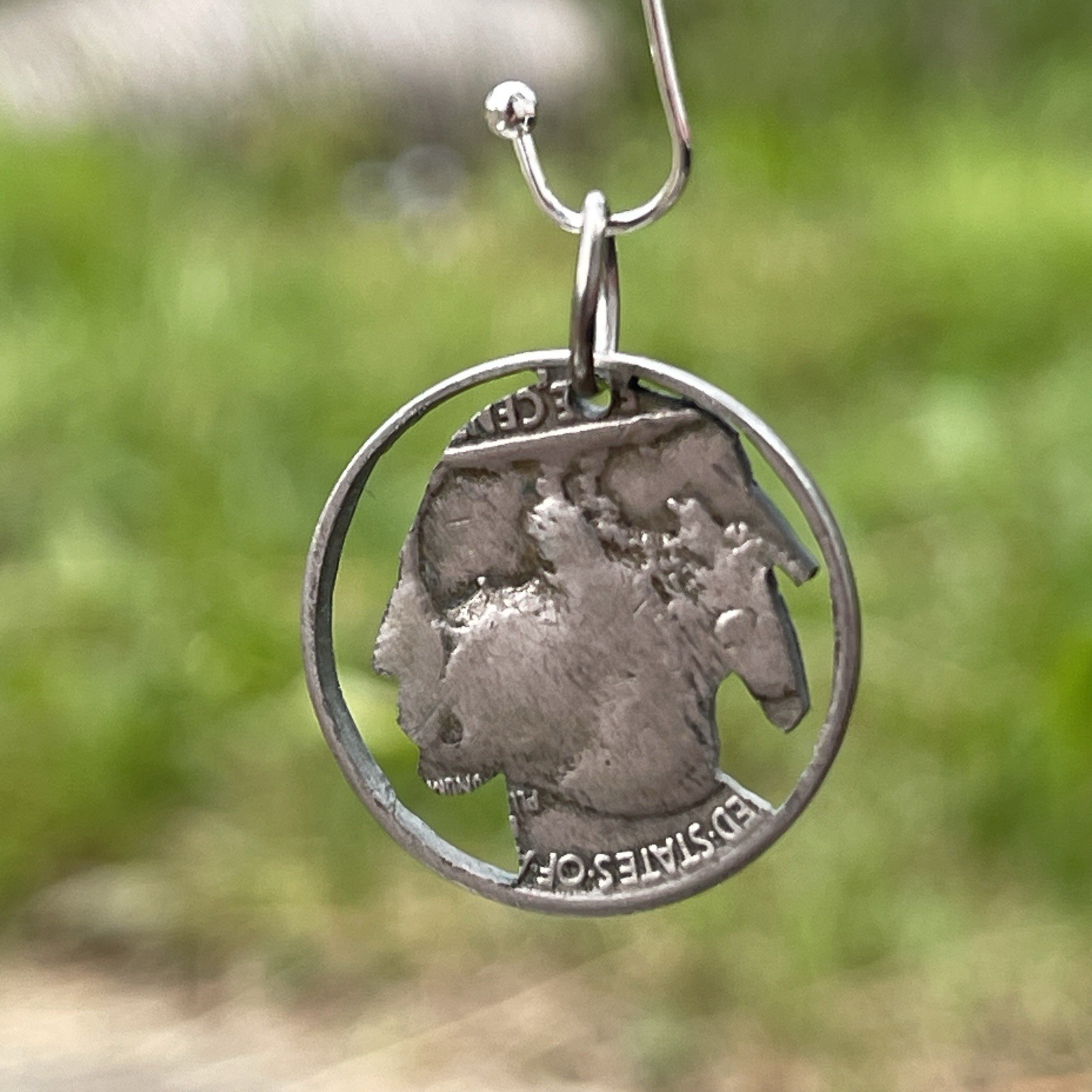 Vintage Buffalo Nickel Cut-Out Coin Pendant Indian Head Portrait Charm 1929