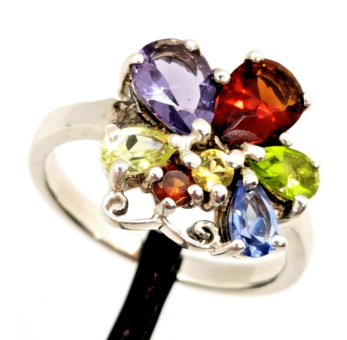 Vintage Luxury RING “Samotsvety”Silver 925 with Bright Stones -size: 7.5US| #127