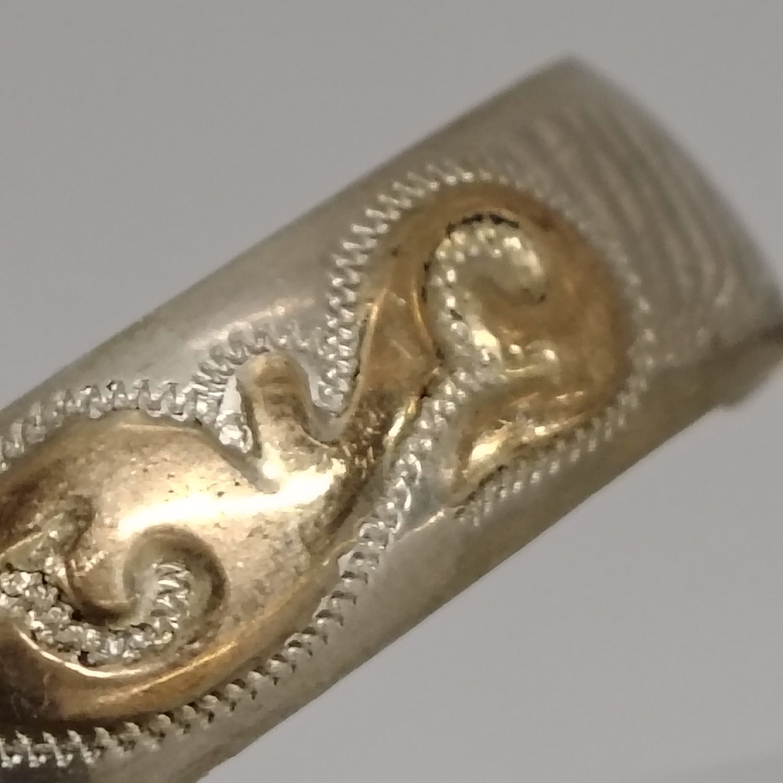 Vintage 925 Sterling Silver Gold Tone Scroll Wave Cuff Bracelet Textured 12.09g