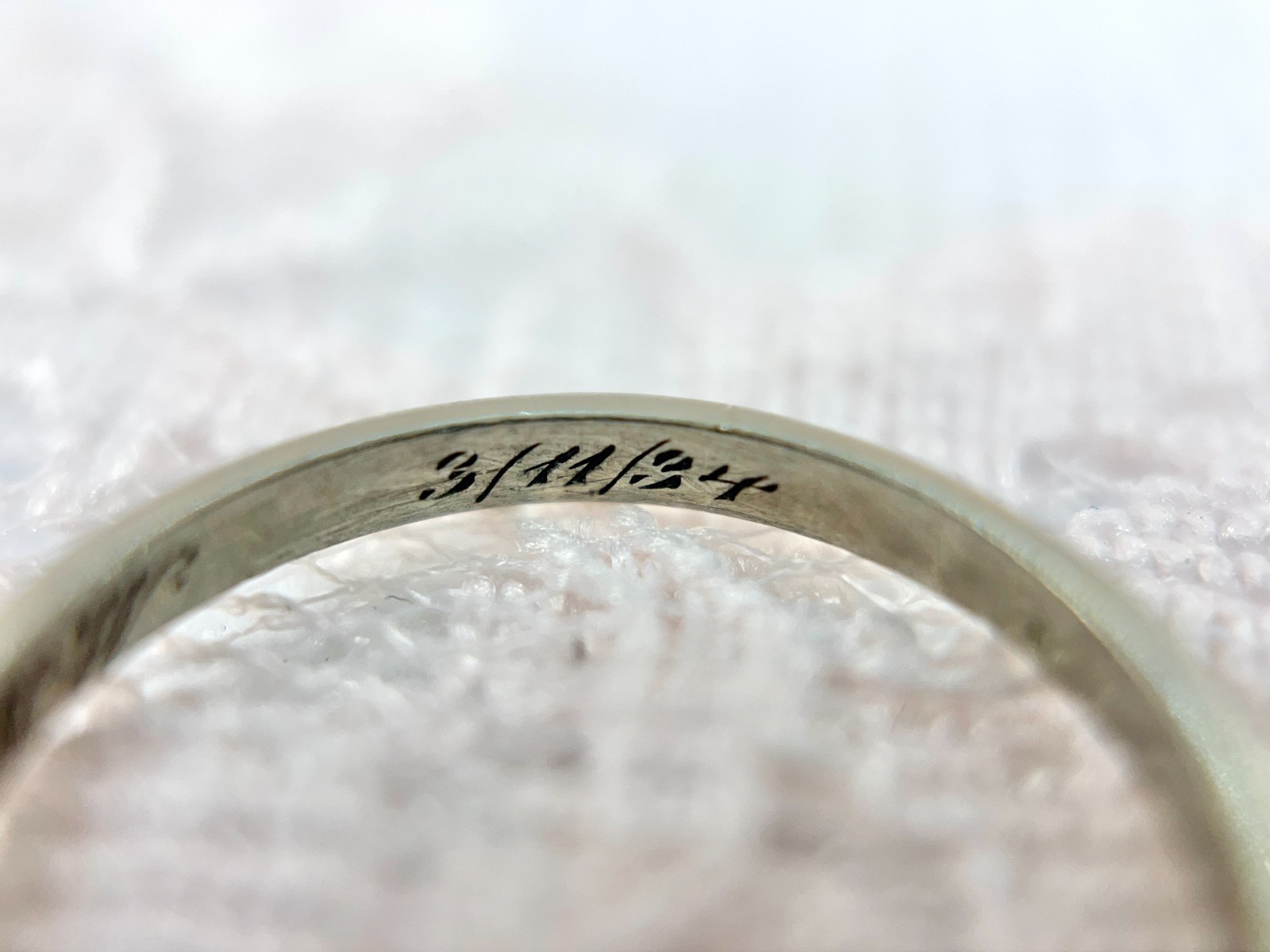 Art Deco Floral Eternity Ring, H.Y.M. to A.N.W 3/11/34, Size 5.75
