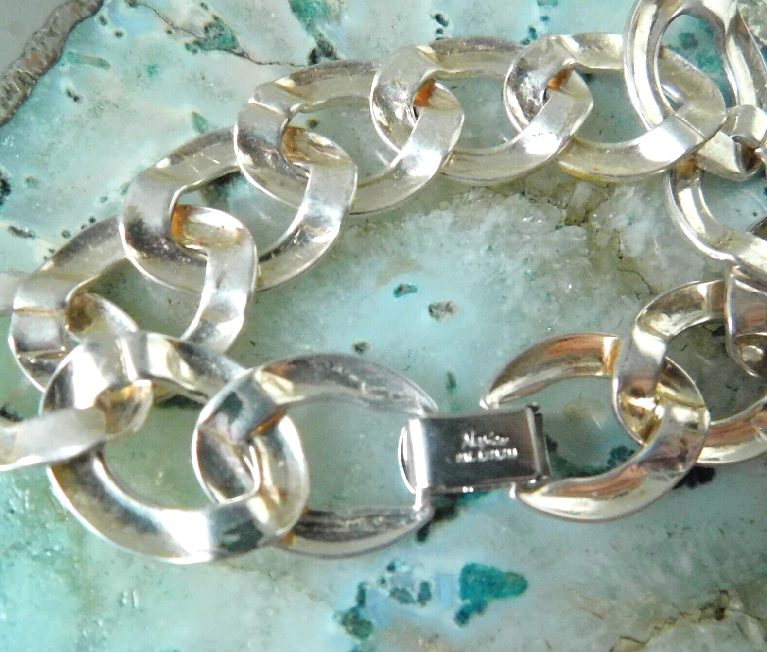 VINTAGE 1960’s 70’s SIGNED NAPIER SILVERPLATED CHOCKER NECKLACE and BRACELET SET