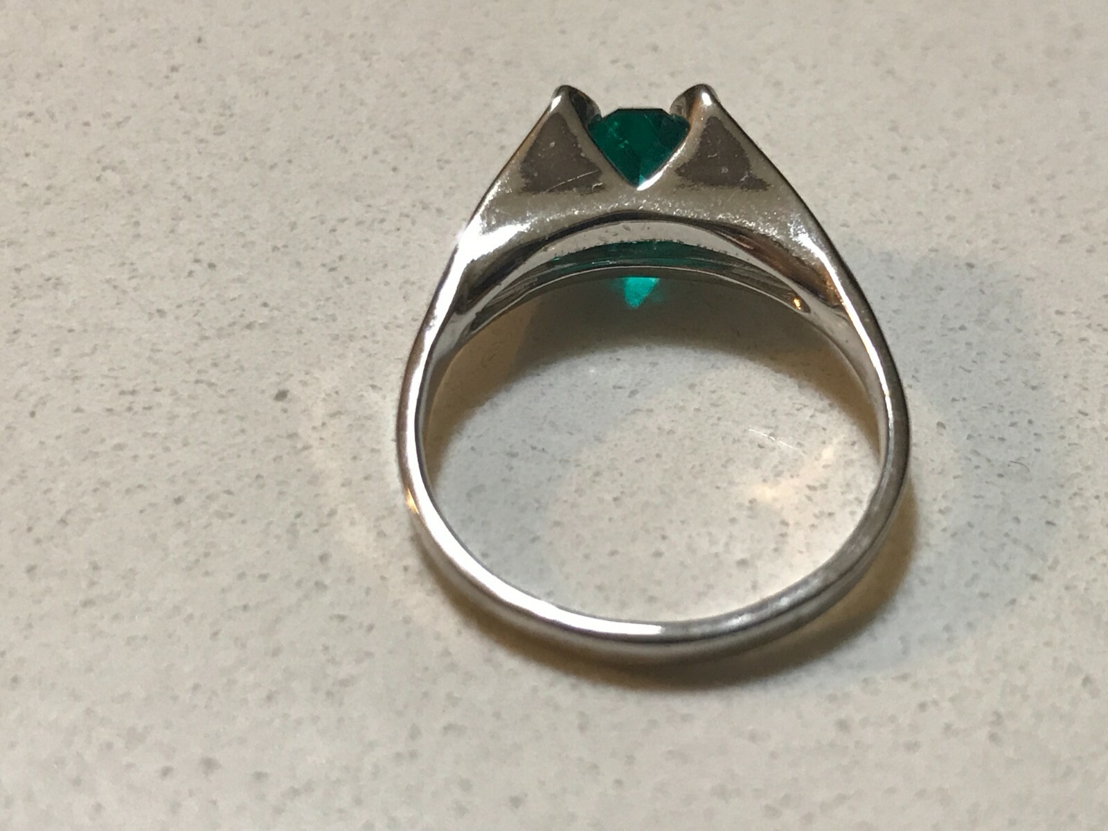 Vintage Stamped Sterling Silver & Sim. Emerald Ring Sz 7 Vargas May Birthstone