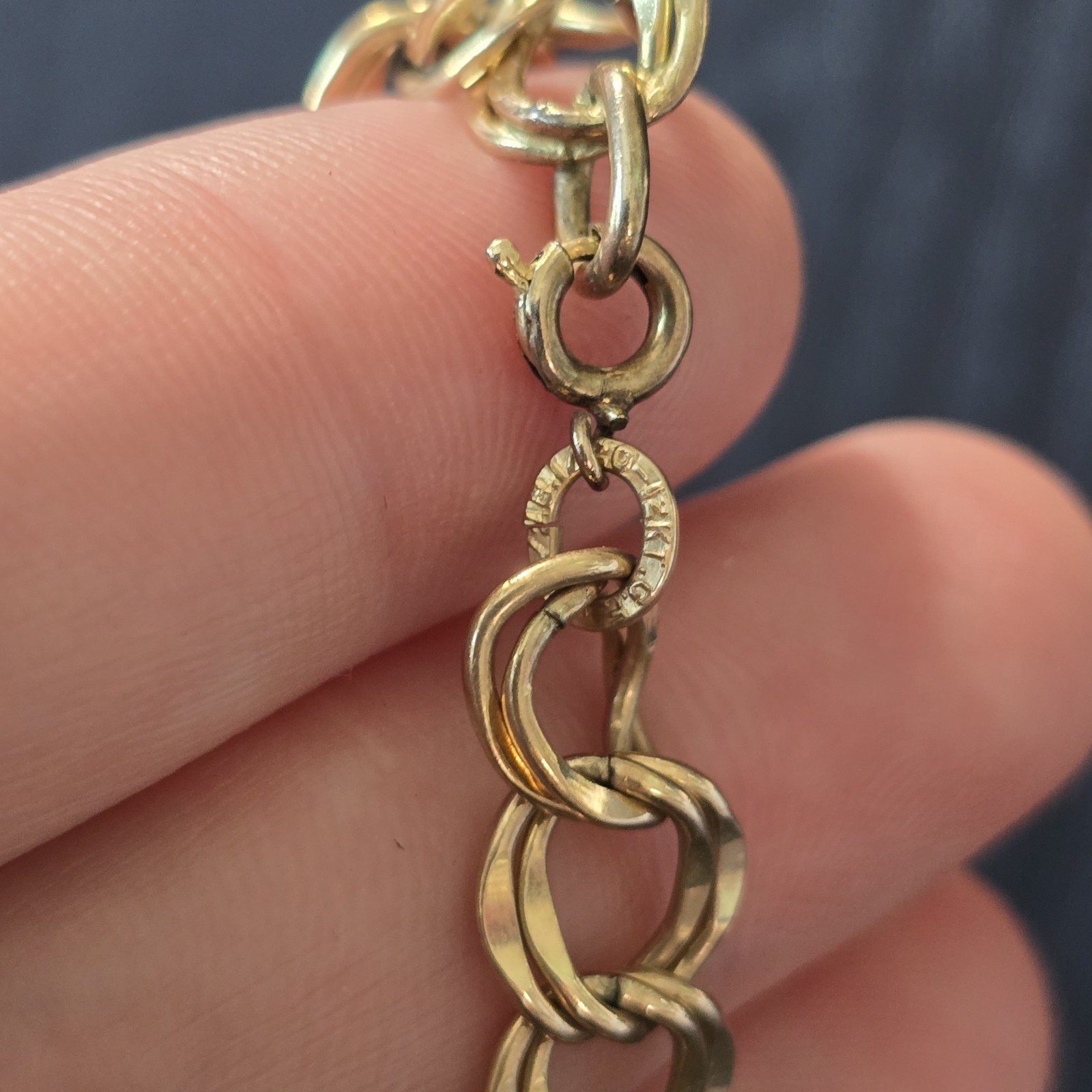 VTG 1/20 12k Yellow Gold Filled 14mm Double Link Starter Charm Bracelet 7″