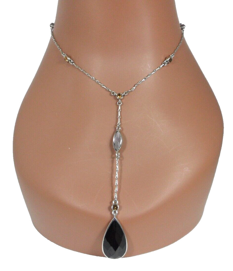 Lia Sophia Lavalier Necklace Georgian Y Drop Edwardian Teardrop Pendant Station