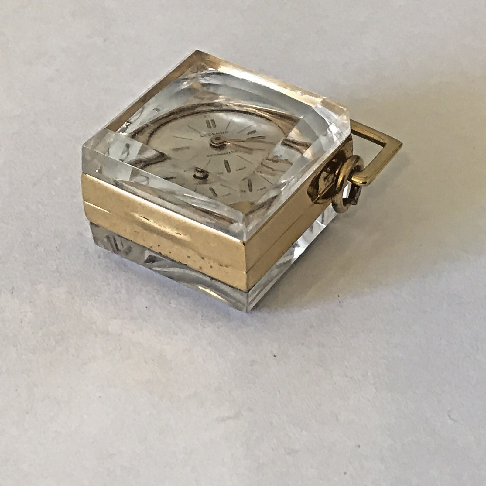 Lucerno Manual 22mm 1 Jewel Crystal Cube Pendant Watch RUNS