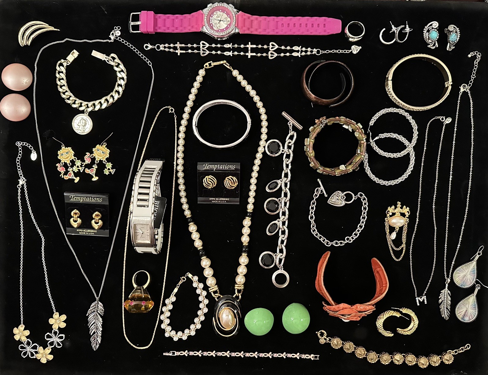 Vintage Costume Jewelry & Watches ALL WEARABLE used Lot Some Signed