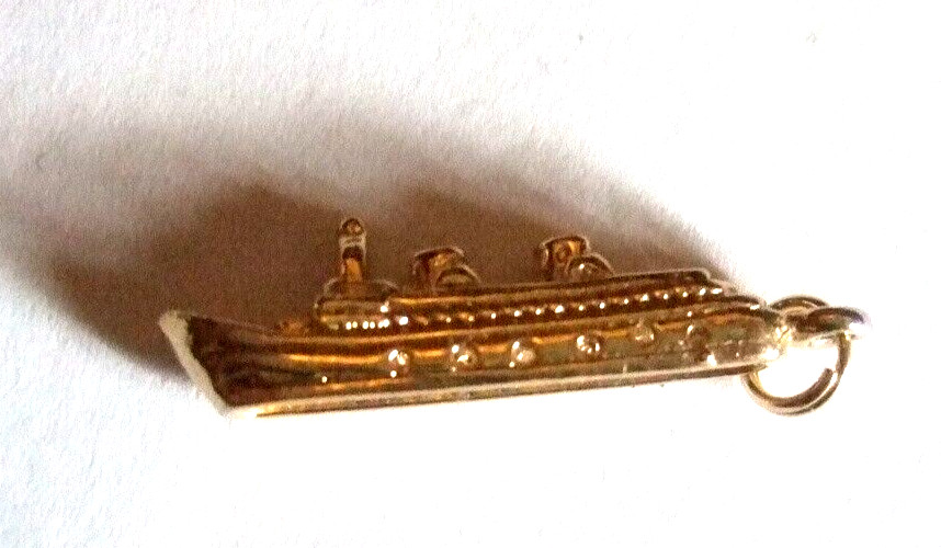 Ocean Liner Charm Gold Plated Sterling Ship Charm for Bracelet Vintage Charm