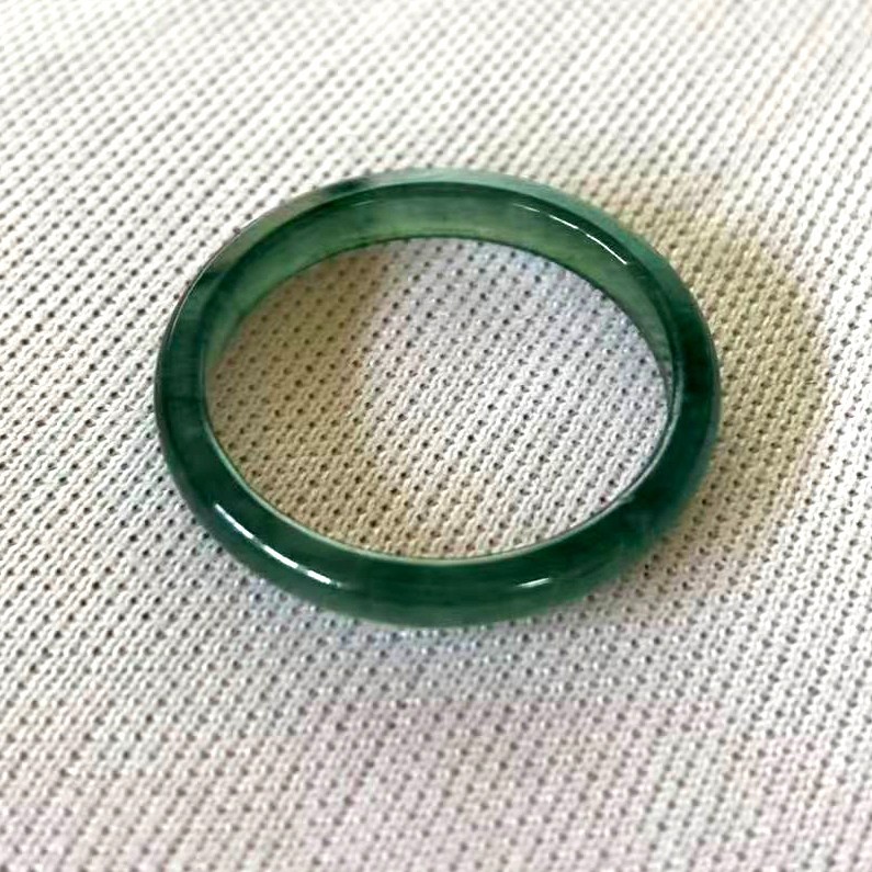 Size 8, Hi-grade Translucent Burmese Natural Green Jade Jadeite Ring Band