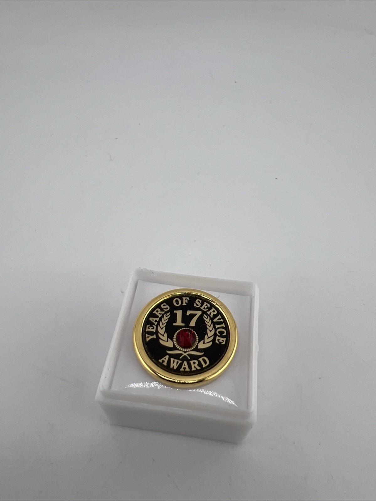 17 Years Of Service Award Red Rhinestone Lapel Pin Brown Industries