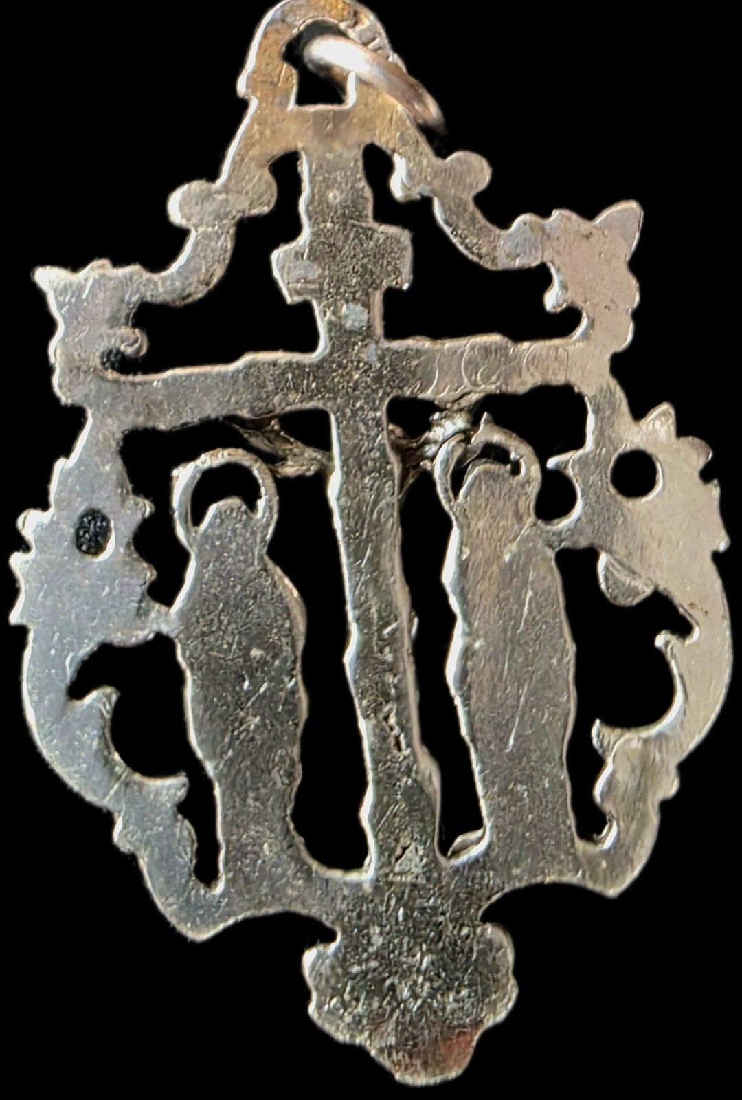 Fine Antique 19Th Century Silver Calvary Virgin Mary Jesus Pendant C 1875