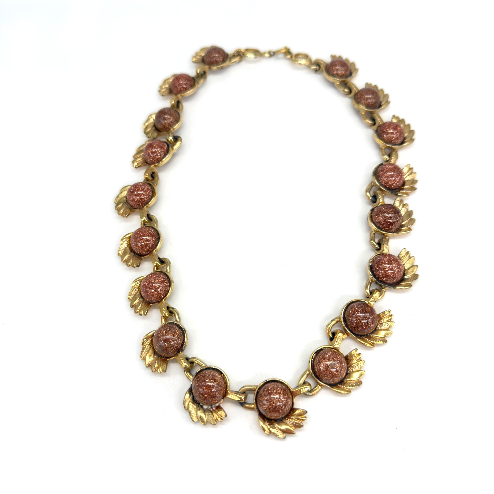 Vintage Goldstone Necklace Gold Tone 17.5 Inches