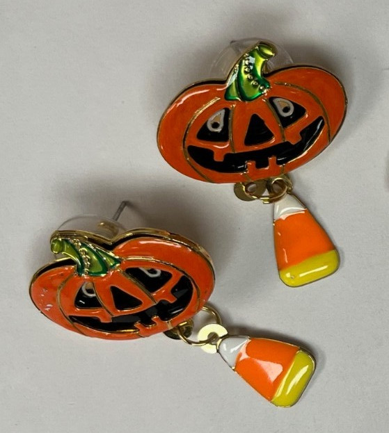 Lunch at the Ritz Trick or Treat Halloween Pumpkin Ghost with Pumpkin Earrings