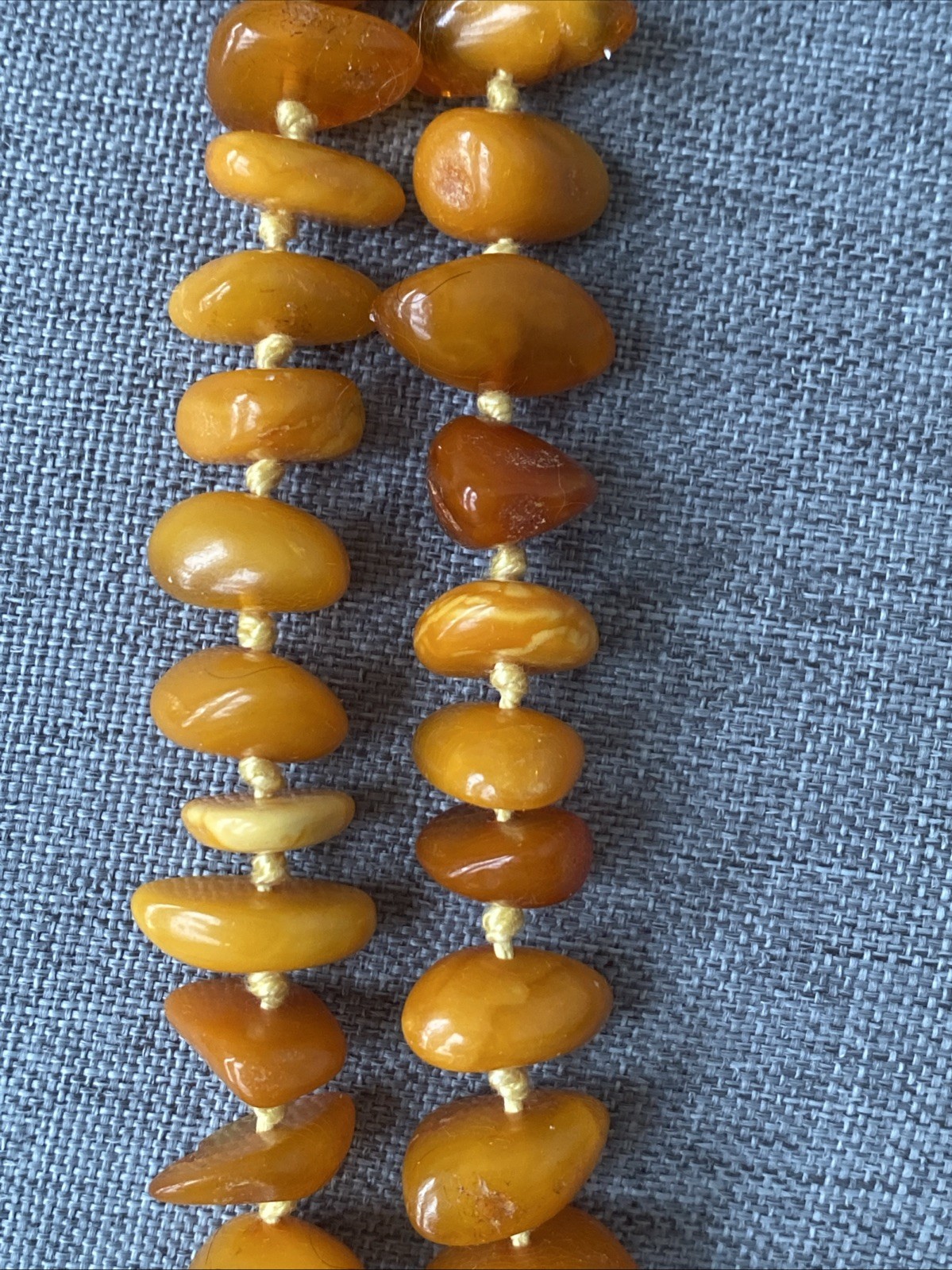 Antique Butterscotch Eggyolk Nugget Genuine Baltic Amber Necklace 126 Grams