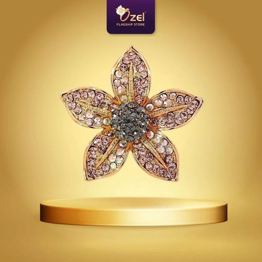 OZEL Starflower Crystal Brooch B288 Elegant Hijab Scarf Blouse Dress Brooch Pin