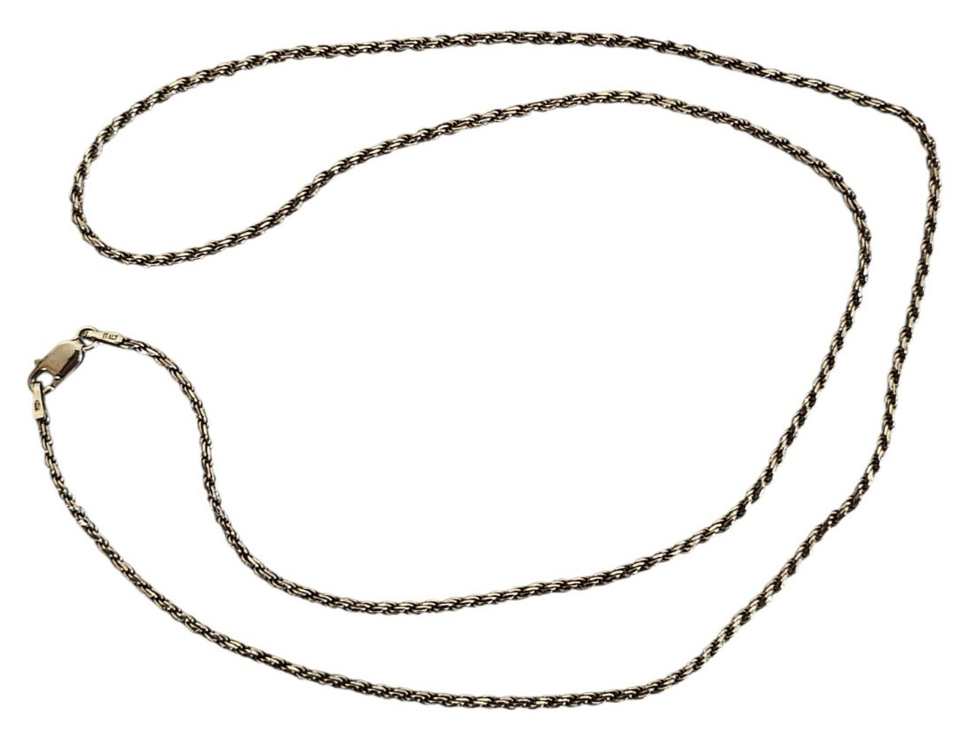 925 Sterling Silver 24″ Rope Chain Necklace Italy 925 Lobster Claw Clasp
