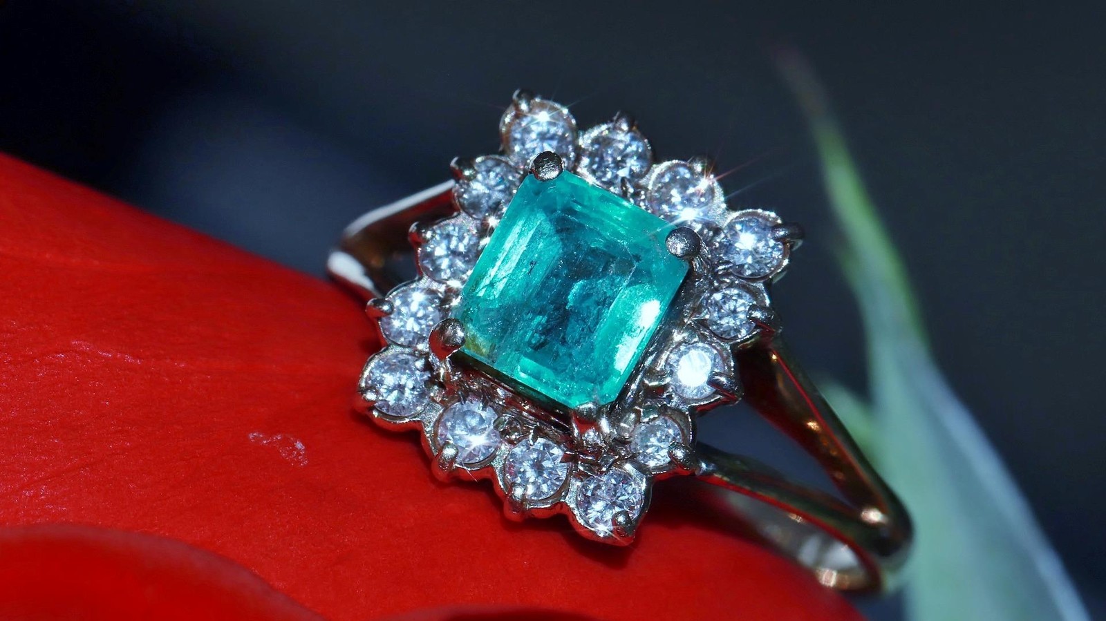 14k rose gold 0.78ct natural diamond sz 4.25 ring emerald vtg treated 2.50g 3823