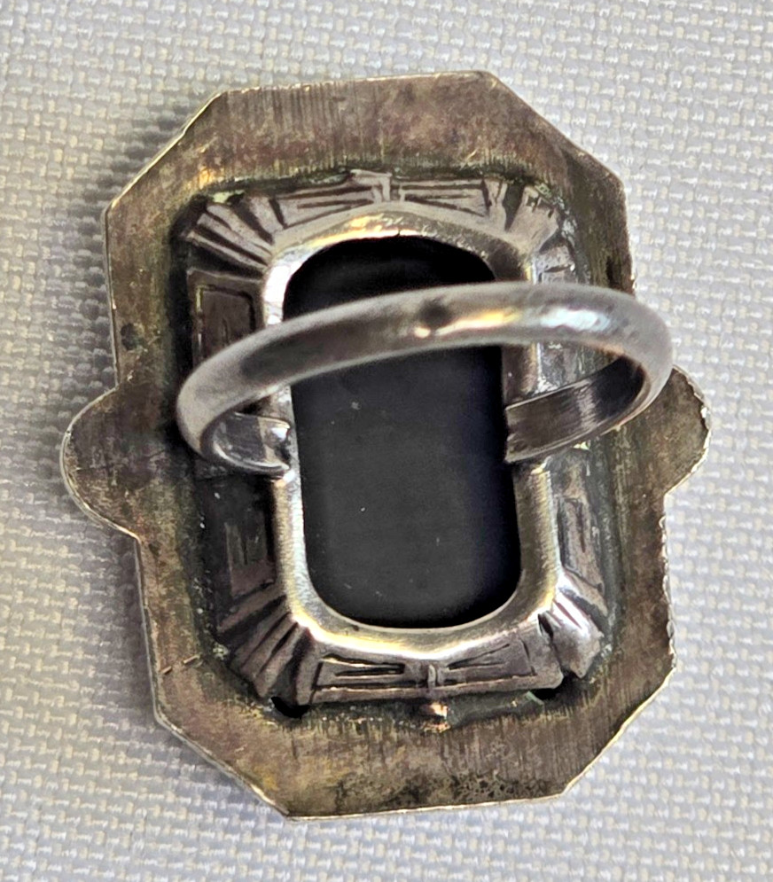 Vtg Sterling Silver Ring 7.49g Fine Jewelry Size 4.25 Band Onyx Look *READ*
