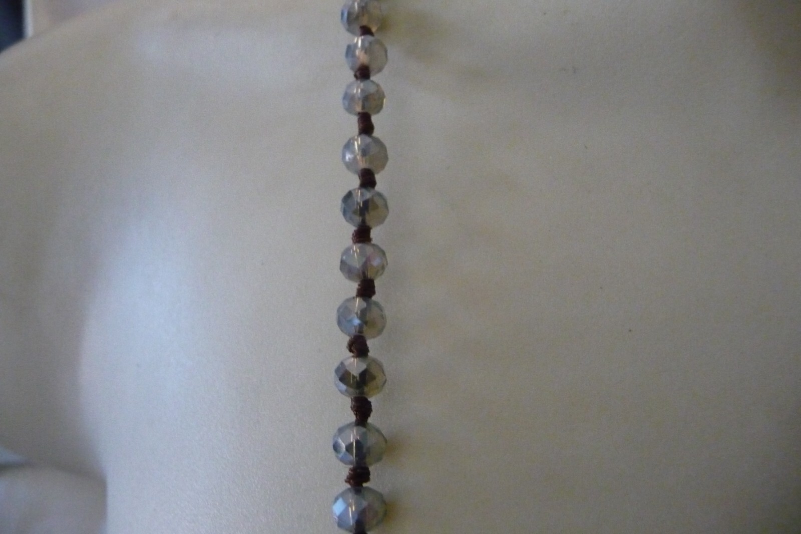 17″L BLACK & GRAY FACETED CRYSTAL BEADS HAND KNOTTED NO CLASP NECKLACE #95A