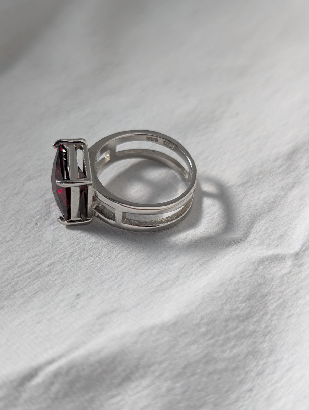Sterling Silver 7Grams DBJ Dee Berkley Jewelry Garnet Red CZ Square Cut Ring S8