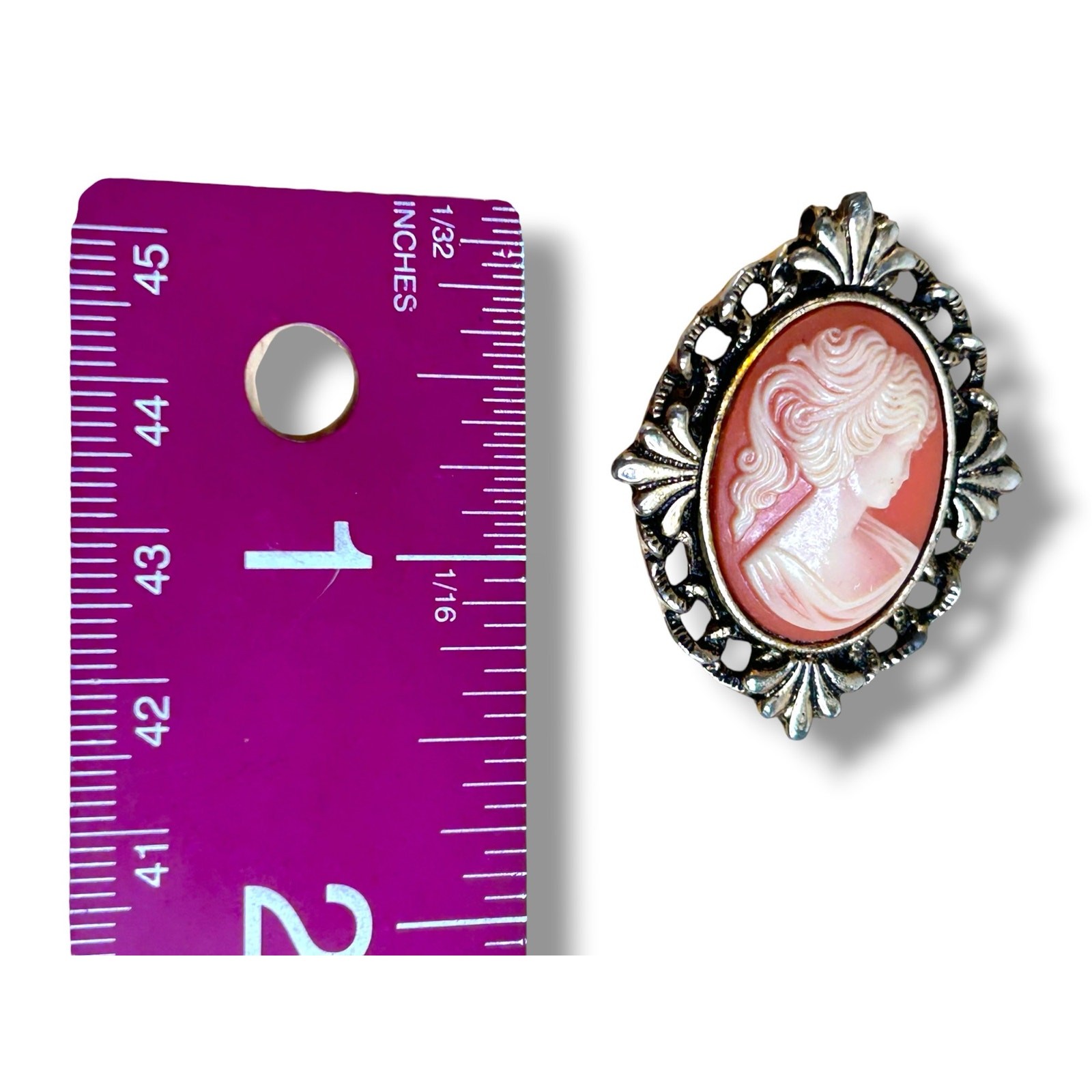 Vintage Peri Cameo with Filigree Border Brooch with Pendant Bail Victorian Rev