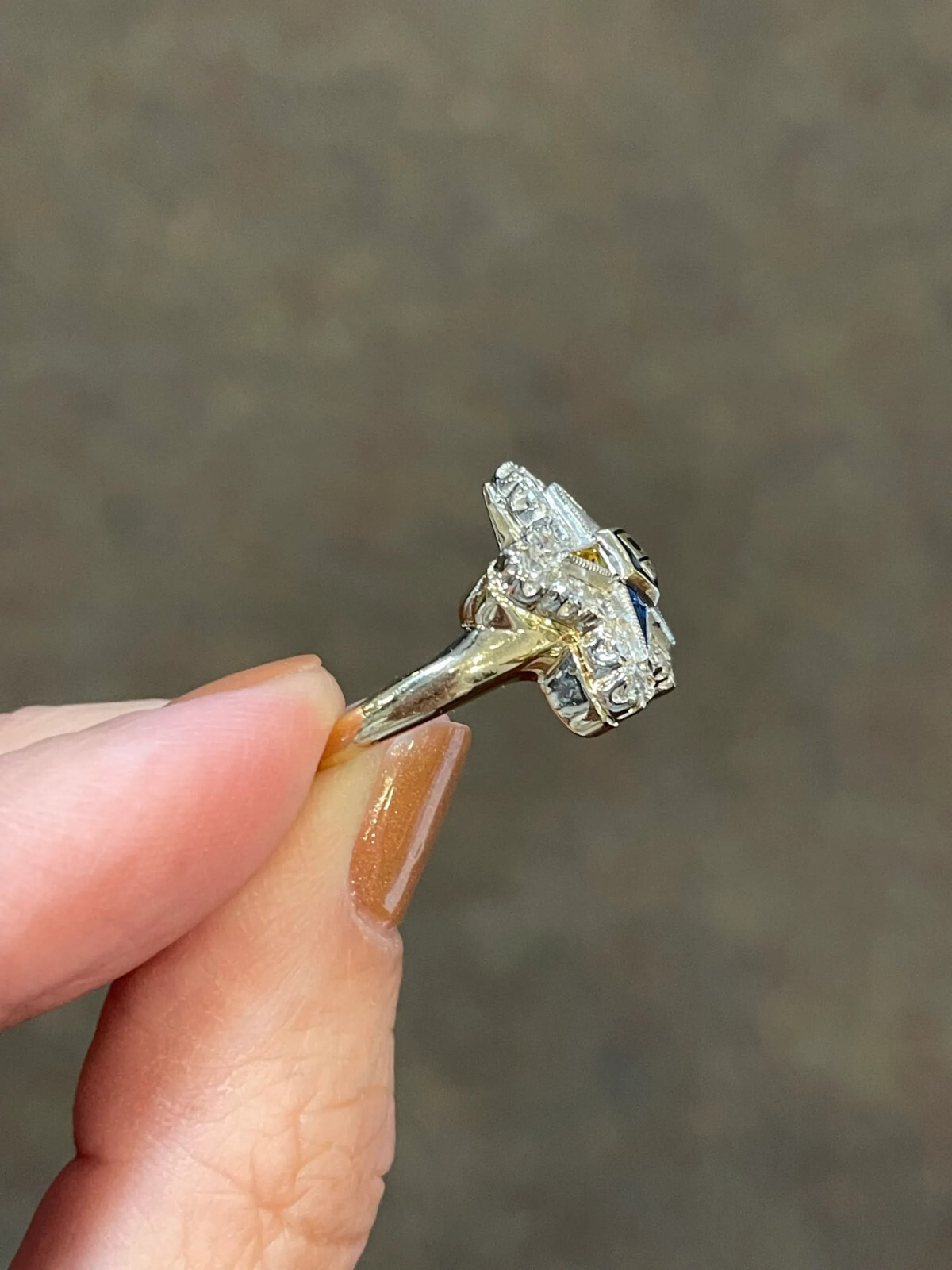 2 CTW Multi Color Kite Shaped CZ Vintage Wedding Eastern Star Ring In 925 Silver