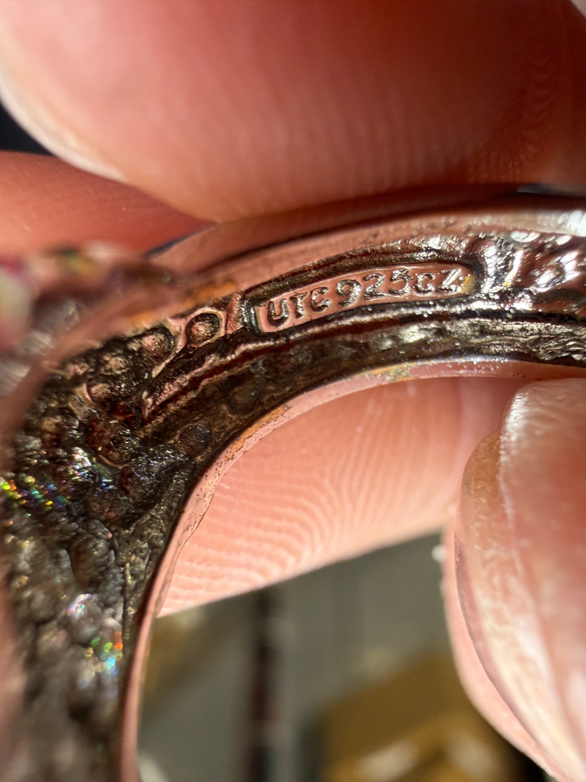 Vintage Ring UTI 925 Home Shopping Network HSN Mixed Metal Bezel Chunky Size 6