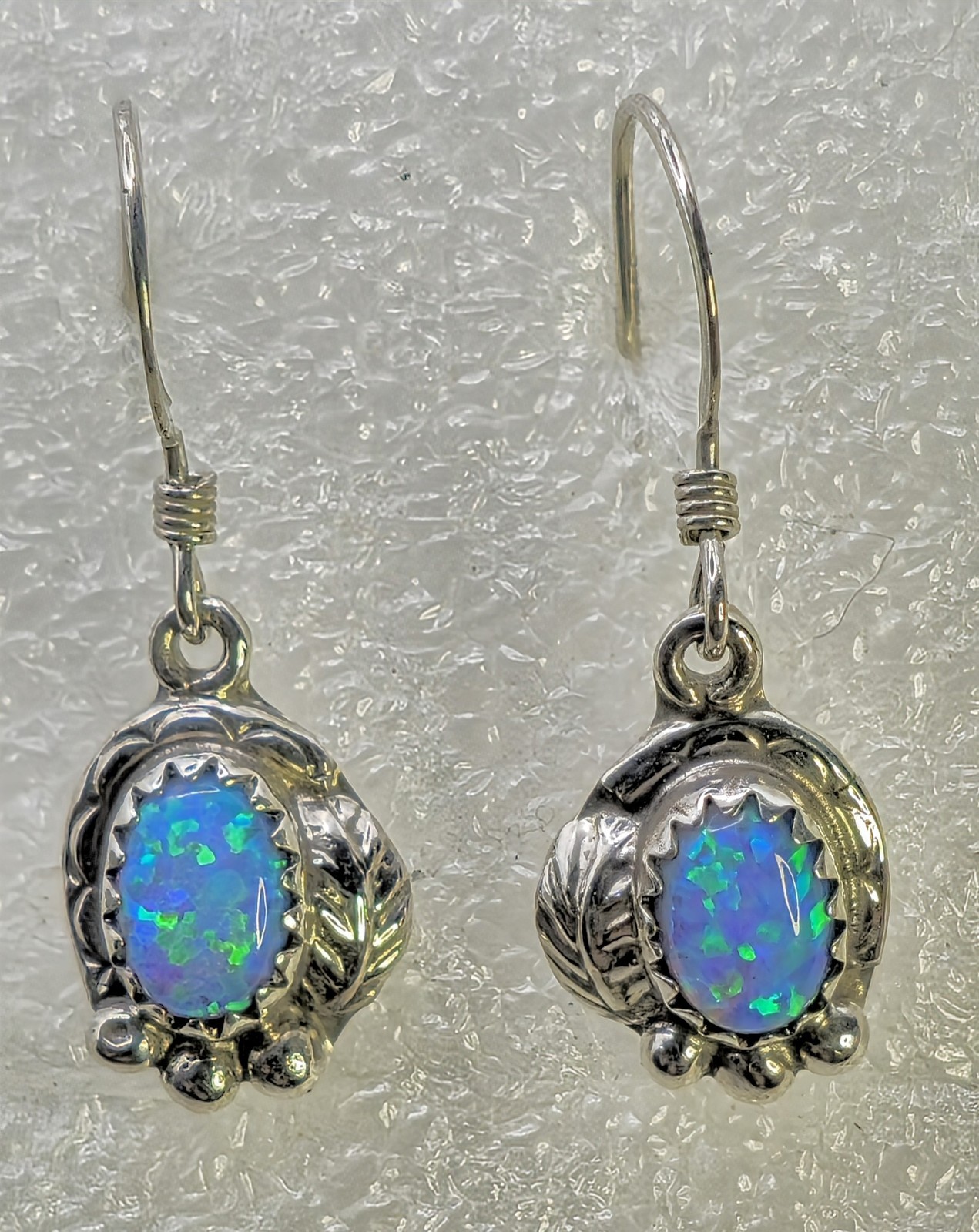 Sterling Silver & Opal Dangle earrings 2.17 Gs
